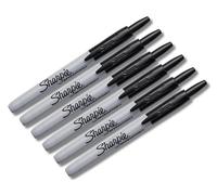 SHARPIE Pennarelli permanenti retrattili, punta fine, neri, 6 pezzi
