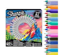 SHARPIE Pennarelli Permanenti Set Regalo | Pennarelli Colorati a Punta Fine & Ultra Fine | Colori Assortiti | Include 2 Pagine da Colorare | 27 Pennarelli