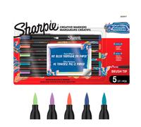 Sharpie Creative Marker Pennarelli Acrilici per Hobby Creativi | Pennarelli a base d'acqua con punta del pennello | Toni caldi | Ideali per Fai da Te Decorazioni e Scuola | Set da 5