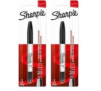 SHARPIE Pennarello indelebile a doppia punta, punta fine e ultra fine, nero, 1 pezzo (Confezione da 2)