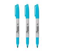 Sharpie Pennarello indelebile a punta fine - azzurro - 3 pezzi - asciugatura rapida, impermeabile, resistente allo sbiadimento - Pennarello multi-superficie per ufficio, scuola, fai da te