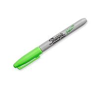 Sharpie-Pennarello indelebile a punta Fine, colore: nero Verde fluo