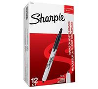 Sharpie Pennarello indelebile a punta Fine con punta retrattile, Nero, Scatola da 12