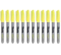 Sharpie - Pennarello indelebile a punta fine, confezione da 12, colore: Giallo neon