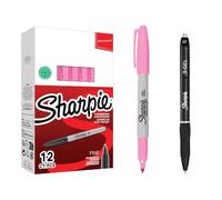 Sharpie Pennarello indelebile fine, inchiostro rosa, confezione da 12 penne S-Gel da 0,7 mm, inchiostro permanente, impermeabile, scrittura liscia, per ufficio, scuola, etichettatura e pianificazione