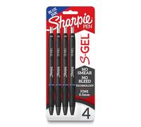 SHARPIE S-Gel 2116200 - Penna gel retrattile, punta fine, inchiostro blu, confezione da 4