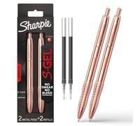 Sharpie Penne S-Gel, corpo in metallo rame, punta media (0,7 mm), inchiostro gel nero, include 2 penne e 2 ricariche di inchiostro aggiuntive