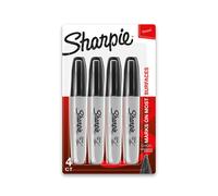 Sharpie Permanent Markers Chisel Tip Black 4 Count