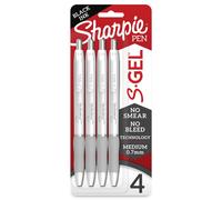 SHARPIE S-Gel Pen White Barrel Medium Point 0.7mm Black Ink 4 Pack