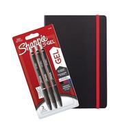 Sharpie S-Gel | Penne gel | Punta media (0,7 mm) | Inchiostro nero, rosso e blu | 3 pezzi + elegante taccuino