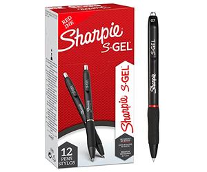 Sharpie S-Gel | Penne gel | Punta media (0,7 mm) | Inchiostro rosso | Confezione da 12