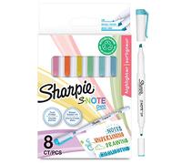SHARPIE S-Note Duo evidenziatori | Pennarelli creativi a punta doppia in colori pastello | Punta a proiettile e punta a scalpello per sottolineare| 8 pezzi