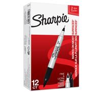Sharpie (S0811100) Pennarelli indelebili a doppia punta, confezione da 12, nero