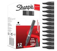 Sharpie W10 Pennarelli indelebili con punta a scalpello, nero, Scatola da 12