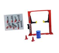 Sharplace 1/64 Diorama Garage Stuff Miniature Simulation Realistic Car Lift Furniture Model Workshop Repair Tools con Pegboard, Ascensore per Auto Rosso