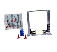 Sharplace 1/64 Diorama Garage Stuff Miniature Simulation Realistic Car Lift Furniture Model Workshop Repair Tools con Pegboard, Ascensore per Auto Argento