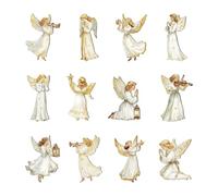 Sharplace 12 Pezzi di Ornamenti Natalizi in Legno a Forma di Angelo, Decorazioni per L'albero di Natale, Piccoli Angeli in Legno per