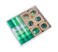 Sharplace 19 Cubi da Costruzione Arcobaleno Dall'aspetto Trasparente, Giocattoli Educativi, Blocchi Gem in Acrilico Arcobaleno per Insegnare Le Vacanze Scolasti, Verde