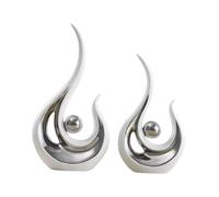 Sharplace 2 pezzi di statue astratte, oggetti da collezione, sculture da tavolo minimaliste, statuette in resina per ingresso, casa, scrivania, regalo per amici, Bianco Argento