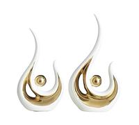 Sharplace 2 pezzi di statue astratte, oggetti da collezione, sculture da tavolo minimaliste, statuette in resina per ingresso, casa, scrivania, regalo per amici, Bianco Dorato