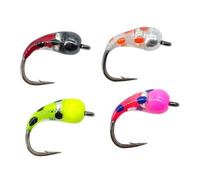 Sharplace 4 Pezzi di Ninfe per La Pesca sul Ghiaccio, Amo con Ardiglione Efficace per Crappie, Salmone, Walleye