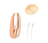 Sharplace 4 Pezzi Schiaccianoci per Granchi Pinza Forchette Utensili Accessorio con Vassoio Realizzato in Pp Resistente Facile Da Usare Adatto a Pranzi di Mare, Beige