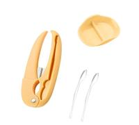 Sharplace 4 Pezzi Schiaccianoci per Granchi Pinza Forchette Utensili Accessorio con Vassoio Realizzato in Pp Resistente Facile Da Usare Adatto a Pranzi di Mare, Giallo caldo