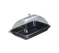 Sharplace Campana per Alimenti Cupola Protettiva Espositore per Torte Coperchio Da Portata Vetrina per Dolci in Materiale Melaminico Facile Da Pulire Adatto per, Nero