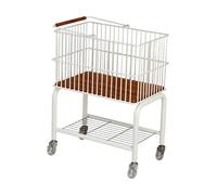 Sharplace Carrello per biancheria con cesto estraibile, altezza 70 cm, bianco, per vestiti sporchi, due ripiani, Ruote Trasparenti