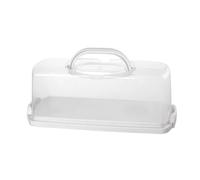 Sharplace Contenitore Torta Rettangolare Porta Pane PP con Manico Contenitore Portatile per Conservazion Dolce Coperchio Trasparente Riutilizzabile per Ba, Bianco