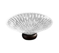 Sharplace Fruttiera in vetro trasparente, portaverdure con supporto in legno, vassoio decorativo per esposizione, Forma di Foglia