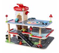 Sharplace Garage Parcheggio Bambini Giocattolo Auto Elicottero Ascensore Manuale Rampe Segnali Legno Vernice a Base Educativa Adatto a Gioco Creativo Domestico attività Prescolare Regali