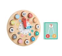Sharplace Giocattolo con Orologio in Legno, Decorativo, per Abilità Motorie Fini, Portatile, per Insegnare Il Tempo, Puzzle con Numeri, Impilabile E Ordinabile,