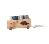 Sharplace Giocattolo di legno per l'apprendimento precoce, da impilare e ordinare, con auto educativa per la scuola, Dinosauri