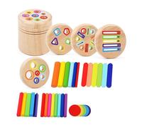 Sharplace Gioco del cilindro Attività di apprendimento prescolare Giocattolo di ordinamento delle forme del legno, 5 in 1