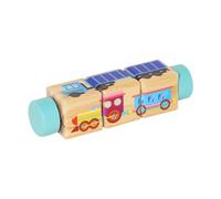 Sharplace Gioco di Puzzle in Legno a Rotazione per l'apprendimento precoce di Bambini e Bambine, per Lo Sviluppo delle capacità motorie Fini e la, Blu