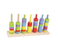 Sharplace Gioco impilabile in legno per l'ordinamento dei colori, gioco di conteggio, coordinazione occhio-mano, perline impilabili in legno per bambini, 5 Colori