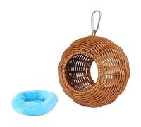 Sharplace Nido per Uccelli in Finto Rattan sospeso, Amaca Traspirante per pappagalli Intrecciata a Mano con Cuscino per l'allevamento di parrocchetti e, Due Fori Blu