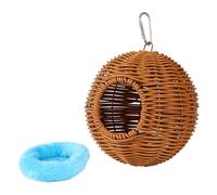 Sharplace Nido per Uccelli in Finto Rattan sospeso, Amaca Traspirante per pappagalli Intrecciata a Mano con Cuscino per l'allevamento di parrocchetti e, Foro Singolo Blu