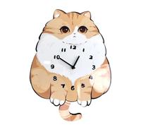 Sharplace Orologio da parete a pendolo in legno a forma di gatto con coda oscillante, decorazione da parete silenziosa per hotel, bar, cameretta dei bambini,