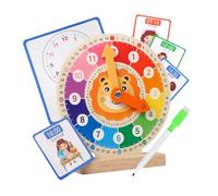 Sharplace Orologio Didattico in Legno per Imparare Il Tempo, Sussidio Didattico, Attività di Apprendimento, Giocattolo Sensoriale Educativo per Bambini Dai 3 Ai