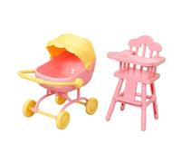 Sharplace Seggiolone e Passeggino in 1/12, Mini seggiolone Giocattolo, Ornamenti per mobili da casa delle Bambole per Il Layout della Scena di Vita, Rosa