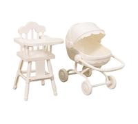 Sharplace Seggiolone e Passeggino in 1/12, Mini seggiolone Giocattolo, Ornamenti per mobili da casa delle Bambole per Il Layout della Scena di Vita, Bianco