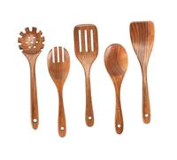 Sharplace Set di 5 cucchiai di legno per cucinare, utensili da cucina in legno multiuso, leggeri e robusti, antiaderenti e portatili.