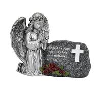 Sharplace Statua Angelo da Giardino Solare Praying Angelo Ornamento da Esterno in Resina con Funzione di Illuminazione E Lunga Durata Adatta per Cimitero Patio, Argento