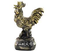 Sharplace Statua del gallo dello zodiaco, ornamento da tavolo in resina leggera per la decorazione della casa, scultura animale multifunzionale, 9,7×5×15 cm, D'oro