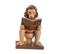 Sharplace Statuetta decorativa da tavolo raffigurante un leone che legge, da collezione, scultura artistica, per la decorazione del di un ristorante o di, Giallo Beige
