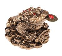 Sharplace Statuetta di rospo Feng Shui, ricchezza e fortuna, a forma di rana a tre zampe, per ufficio, casa, negozio, decorazione da scrivania, per ingresso, Bronzo