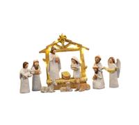 Sharplace Statuine del presepe di Natale con luci a LED, Decorazioni religiose, Mini Set di presepi, Bianco