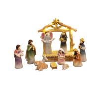 Sharplace Statuine del presepe di Natale con luci a LED, Decorazioni religiose, Mini Set di presepi, Multiplo